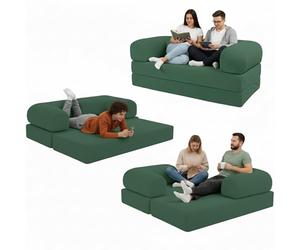 bananair - Sofá Cama de 2 Plazas Fabricado en Francia - Sofá Modular de Espuma de Alta Densidad y Tejido de Pana - Diseño Innovador Boneless, Enviado Comprimido (Verde Bosque)