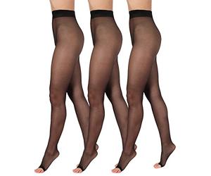 BANANALU 15 Den pantimedias suaves sin dedos de los pies Toeless transparente Open Toe, S