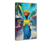 Bananas Island Life - Póster de lienzo para decoración de dormitorio, oficina, habitación, regalo, 60 x 90 cm