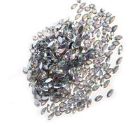 banapoy 500 Piezas de Decoración de Ojos de Caballo de Cristal Acrílico - Hermosas Cuentas Planas para Ropa, Teléfono - 7 * 15 Mm - Ideal para Disfraces, Trabajos Artesanales (WHITE)