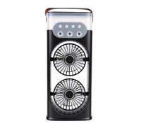 banapoy Aire Acondicionado Portátil, Mini Enfriador de Aire de Doble Cabezal 4 en 1, Tanque de Agua de 400 Ml, Ventilador de Refrigeración Personal, 3 Velocidades, 3 Nieblas, (BLACK)