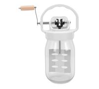 banapoy Batidora de Mantequilla en Tarro de Vidrio, Manivela Manual de 1500 Ml, Recipiente de Mantequilla Casero Multifuncional con Vidrio de Calidad Alimentaria y Madera Compuesta para Cocina