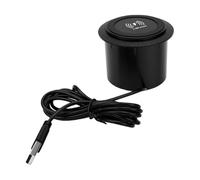 banapoy Cargador Inalámbrico Escritorio Integrado, Carga Rápida 15W, 2 Puertos USB, Diseño Montaje Empotrado, para Mesitas Noche, Escritorios, Muebles, para Restaurante, Bar,Empresa (T9 Negro)