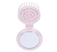 banapoy Cepillo de Pelo de Viaje con Espejo, Mini Cepillo de Pelo Plegable Portátil para Desenredar Dientes Elásticos 3D, de Bolsillo con Espejo para Mujeres, Hombres y Niños (PINK)