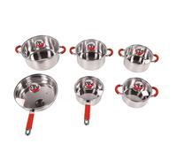 banapoy Juego de 6 Piezas de Utensilios de Cocina de Acero Inoxidable con | Juego de ollas y sartenes, distribución uniforme del calor, para estufa eléctrica de gas y cerámica, apto para lavavajillas
