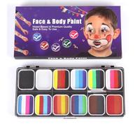 banapoy Juego Pintura Acuarela 30 Colores, Kit Profesional Pintura Facial y Corporal con 3 Pinceles, Maquillaje Hipoalergénico Seguro a Base Agua para Halloween, Cosplay, Carnaval (con 2 pinceles)