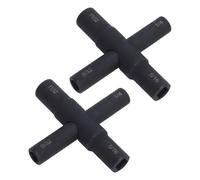 banapoy Llave Grifo 4 Vías, Paquete 2 Llaves Grifo Cruzadas, Llave Agua Acero con Tamaños Accionamiento de 1/4 9/32 5/16 11/32 Pulgadas, para Manija de de Radiador de Válvula