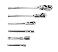 banapoy Llave Trinquete Cabeza Flexible 3Piezas 1/4 3/8 1/2 Unidad | 72Dientes Llave Tubo Trinquete Flexible 180° con 3 Barras Extensión, ángulo 5°, Acero CRV, Liberación Rápida,Herramienta