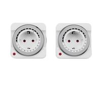 banapoy Temporizador Mecánico Interior de 24 Horas, Intervalos de 15 Minutos, Temporizador Enchufable Interior para Tomas Eléctricas, 2 Clavijas, para Lámparas, Acuarios, (Enchufe de la UE)