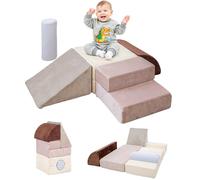 BanaSuper 5 Bloques de Espuma para Escalada, Gimnasio Interior para Bebés, Carrera De Obstáculos De Interior, Convertible y Tapete de Juego, Desarrollo Psicomotor para Casa y Guardería, Azul