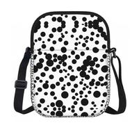 BANBADP Bolso de hombro con estampado de lunares grandes en blanco y negro para mujer, bolso cruzado compacto con correa ajustable para viajes y fiestas