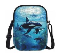 BANBADP Killer Whales Swim Along - Bolso de hombro estampado para mujer, bolso cruzado compacto con correa ajustable para viajes y fiestas