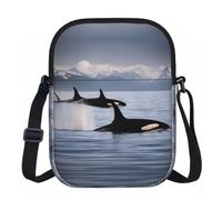 BANBADP Killer Whales Swim Along - Bolso de hombro estampado para mujer, bolso cruzado compacto con correa ajustable para viajes y fiestas