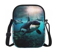 BANBADP Killer Whales Swim Along - Bolso de hombro estampado para mujer, bolso cruzado compacto con correa ajustable para viajes y fiestas