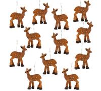 BANBERRY DESIGNS Deer Christmas Tree Ornaments - Set of 12 - Woodland Wild Life Deer Decorations - Crafting or Decorating Accessories