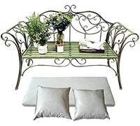 Banc de Parc, Banc de Jardin, Banc d'arrière-Cour, Banc de terrasse de Parc, Banc d'extérieur, Banc de Jardin en fonte résistant aux intempéries, Banc 2-3 Places Avec dossier et accoudoirs, pelou