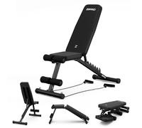 Banca de Pesas Plegable Zipro Tempo: Banco de Fitness con Respaldo Ajustable de 6 Posiciones, Soporta 230kg, Banco de Entrenamiento Multifuncional con 2 Cables