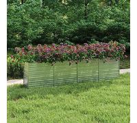 Bancal alto balcón invernadero balcón parterre jardín bancal alto 320 x 40 x 77 cm acero galvanizado plateado para jardines, terrazas, céspedes