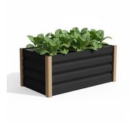 Bancal Alto de Aluminio, tamaño Jumbo con Suelo Abierto 120 x 60 x 40 cm, Kit de Jardinera para Exteriores con Bordes de Seguridad Redondeados y Borde Resistente a los Cortes, Gris