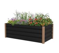 Bancal Alto de Aluminio, tamaño Jumbo con Suelo Abierto 200 x 80 x 40 cm, Kit de Jardinera para Exteriores con Bordes de Seguridad Redondeados y Borde Resistente a los Cortes, Gris
