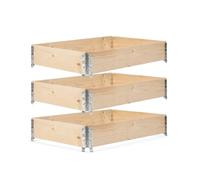 Bancal alto Gardivo 120 x 80 x 20 cm - 3 piezas de madera - Marco de palé de madera, cercado de jardín, apilable, enchufable
