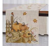 Banchif Caminos de Mesa Otoño Lavables, Acción de Gracias Otoño Cosecha Resistentes al Caminos de Mesa Fácil de Limpiar para Interior y Exterior Fiesta Vacaciones Decoración de Mesa 30 x 140cm