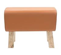 Banco 60 x 30 x 45 cm Cuero auténtico marrón madera de mango macizo | Asiento de dos plazas, relleno de espuma, patas de madera maciza, acabado pulido, uso interior, peso máximo 110 kg