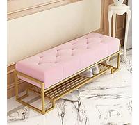 Banco acolchado de terciopelo para zapatos con 3 niveles de almacenamiento para entrada, elegante zapatero rosa, 80 x 38 x 42 cm, perfecto para decoración de entrada del hogar