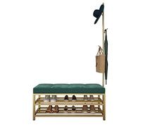 Banco acolchado para zapatos con perchero, zapatero de metal y taburete de almacenamiento para entrada, porche, sala de estar, pasillo, dormitorio, estante para zapatos de 40 x 35 x 45 cm