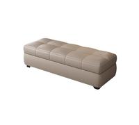 Banco Almacenaje Al Pie Cama con Tapa Abatible Rectangular Piel Sintética Ideal Entrada del Salón El Dormitorio Un Moderno Reposapiés con Ruedas(Khaki,80x40x40cm)