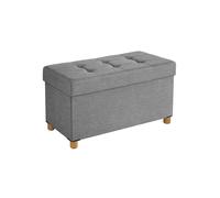 SONGMICS Puff Almacenaje, Baúl Plegable con Patas, 38 x 76 x 40 cm, Banco de Pie de Cama, Banco Almacenaje, Soporta hasta 300 kg, para Sala de Estar, Dormitorio, Entrada, Gris Paloma LSF16GYX