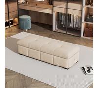 Banco almacenaje dormitorio con almacenamiento, taburete de almacenamiento de madera, banco pie de cama, banquete dormitorio, taburete vestidor, adecuado para dormitorio, tienda de ropa ( Color : Off-