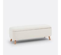Banco baúl borde cama, tejido de rizo, Miji. Talla Única. Color Beige