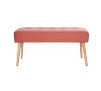 Banco capitoné de tela efecto aterciopelado texturizado terracota y madera clara 95 cm GUESTA