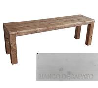 Banco clásico de madera de abeto tratado para mayor durabilidad, muebles de interior y exterior personalizado (100 x 38,5 x 50 cm), acabado blanco envejecido, solución perfecta para asientos