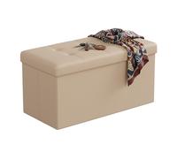 Banco Relaxdays con Almacenamiento, Piel sintética, Plegable, Acolchado, para el hogar, 38 x 76 x 38 cm, Beige