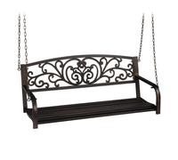 Relaxdays Outdoor Hängebank aus Metall Banco Colgante de Jardín, 2 Plazas, Columpio de Exterior para Colgar, Metal, 190 x 133 x 55 cm, Negro/Bronce, Acero