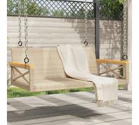 Banco columpio de ratán sintético beige 109x62x40 cm