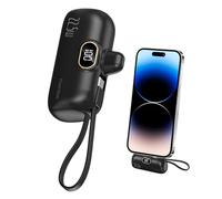 Banco compacto de 5000 mAh, batería de respaldo USB con salida PD de 22,5 W y cable de carga integrado, práctica fuente externa para smartphones, dispositivos, equipo de viaje, camping, oficinas y uso