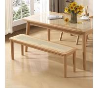 Banco con asiento de ratán - Mesa de comedor de madera de 2 plazas para sala de estar, cocina, pasillo y dormitorio - Muebles de entrada