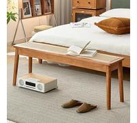 Banco con asiento de ratán - Mesa de comedor de madera de 2 plazas para sala de estar, cocina, pasillo y dormitorio - Muebles de entrada
