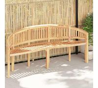 Banco con forma de plátano de 200 cm de madera maciza de teca | Madera de teca pulida, acabado a base de agua, profundidad del asiento 51 cm, altura 45 cm, uso interior y exterior