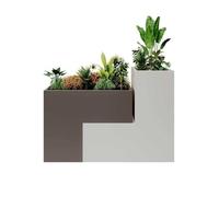 Banco con jardinera, Caja de flores de hierro for exteriores, asiento for jardín, parque, área de ocio, banco for sentarse, jardinera, diseños de rompecabezas geométricos Banco de jardín(Pequeño)