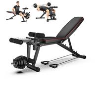 Banco con peso ajustable con extensión de piernas y almohadilla de predicador, máquina multifuncional de hiperextensión para abdominales y espalda para entrenamientos planos e inclinados