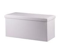Banco contenedor Multiusos, Revestimiento de PVC, Marfil, 76 x 38 x 38 cm, Sibila