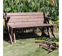 Banco convertible 2 en 1 para exteriores y mesa de picnic, juego de comedor plegable para patio con agujero para sombrilla para patio, porche, jardín