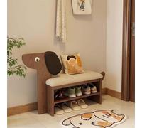 Banco creativo de zapatos de madera maciza con cojín suave, taburete cambiante en forma de cachorro para entrada, solución de almacenamiento de zapatos tapizada para entrada de puerta delantera