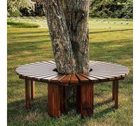 Banco curvado de madera para exteriores, asiento circular impermeable para jardín, patio, parque, porche y patio, diseño de listones semicirculares, muebles de jardín elegantes marrones