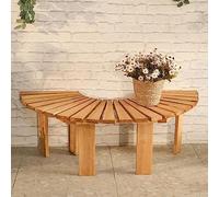 Banco curvado de madera para exteriores, asiento de listones de madera maciza resistente a la intemperie, banco redondo en forma de abanico, banco de jardín medio redondo sin respaldo