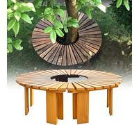 Banco curvado para exteriores, para árboles, asiento de madera para patio, banco de jardín con listones para patio, porche y césped, (blanco, medio redondo), elegante y duradero